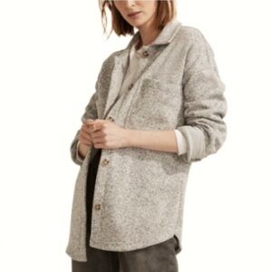 Glacier Gear Fleece Button Down Shirt Jacket Cream Shearling 1990 Vintage Retro